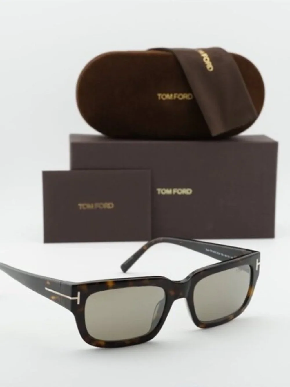 Tom Ford Ezra FT1075 52L Rectangle Sunglasses – Havana/Roviex